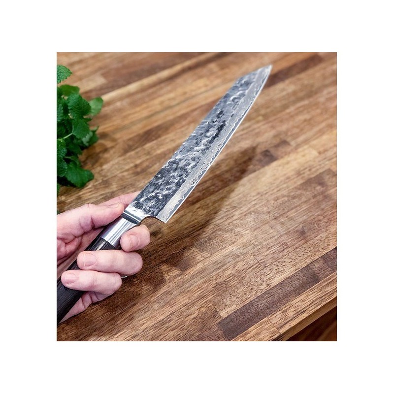 Damaskas tērauda japāņu gaļas nazis Satake Kuro Kiritsuke 23 cm
